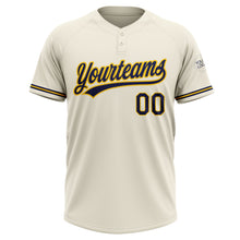 Load image into Gallery viewer, Custom Cream Navy-Yellow Two-Button Unisex Softball Jersey
