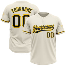 Load image into Gallery viewer, Custom Cream Black-Yellow Two-Button Unisex Softball Jersey
