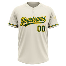 Load image into Gallery viewer, Custom Cream Green-Yellow Two-Button Unisex Softball Jersey
