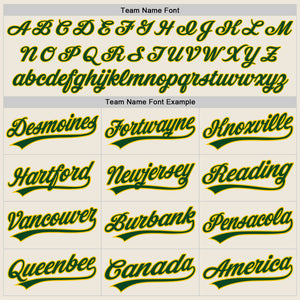 Custom Cream Green-Yellow Two-Button Unisex Softball Jersey