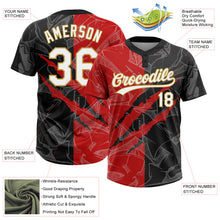 Load image into Gallery viewer, Custom Graffiti Pattern Black Red-Old Gold 3D Two-Button Unisex Softball Jersey
