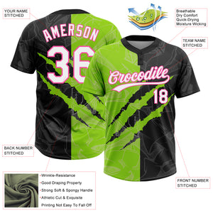 Custom Graffiti Pattern Black Neon Green-Pink 3D Two-Button Unisex Softball Jersey