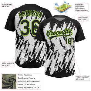 Custom Black Neon Green-White 3D Pattern Abstract Sharp Shape Two-Button Unisex Softball Jersey