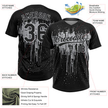 Load image into Gallery viewer, Custom Black Gray 3D Pattern Dripping Splatter Art Two-Button Unisex Softball Jersey
