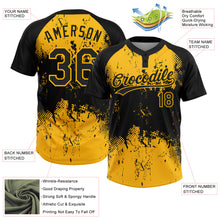 Load image into Gallery viewer, Custom Black Gold 3D Pattern Abstract Splatter Grunge Art Two-Button Unisex Softball Jersey
