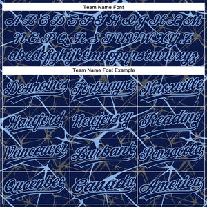 Custom Navy Light Blue 3D Pattern Abstract Network Two-Button Unisex Softball Jersey