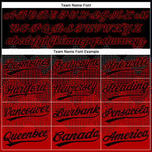 Custom Black Red 3D Pattern Gradient Square Shapes Two-Button Unisex Softball Jersey