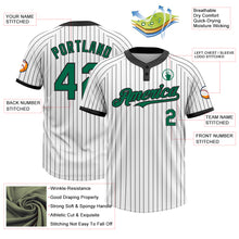 Load image into Gallery viewer, Custom White Black Pinstripe Kelly Green Two-Button Unisex Softball Jersey
