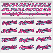 Load image into Gallery viewer, Custom White Black Pinstripe Light Blue-Pink Two-Button Unisex Softball Jersey
