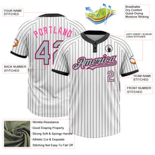 Load image into Gallery viewer, Custom White Black Pinstripe Gray-Pink Two-Button Unisex Softball Jersey
