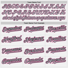 Load image into Gallery viewer, Custom White Black Pinstripe Gray-Pink Two-Button Unisex Softball Jersey
