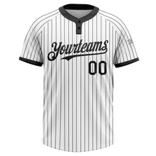Load image into Gallery viewer, Custom White Black Pinstripe Black Two-Button Unisex Softball Jersey
