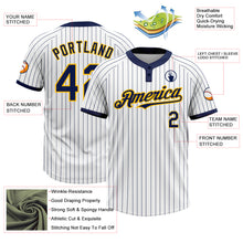 Load image into Gallery viewer, Custom White Navy Pinstripe Gold Two-Button Unisex Softball Jersey
