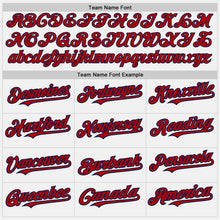 Load image into Gallery viewer, Custom White Navy Pinstripe Red Two-Button Unisex Softball Jersey
