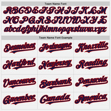 Load image into Gallery viewer, Custom White Navy Pinstripe Red Two-Button Unisex Softball Jersey
