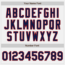 Load image into Gallery viewer, Custom White Navy Pinstripe Red Two-Button Unisex Softball Jersey
