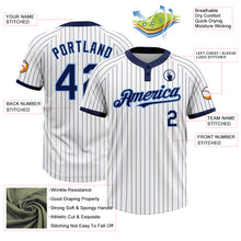 Load image into Gallery viewer, Custom White Navy Pinstripe Light Blue Two-Button Unisex Softball Jersey
