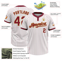 Load image into Gallery viewer, Custom White Crimosn Pinstripe Old Gold Two-Button Unisex Softball Jersey
