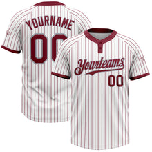 Load image into Gallery viewer, Custom White Crimosn Pinstripe Gray Two-Button Unisex Softball Jersey
