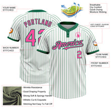 Load image into Gallery viewer, Custom White Kelly Green Pinstripe Pink Two-Button Unisex Softball Jersey
