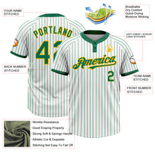 Load image into Gallery viewer, Custom White Kelly Green Pinstripe Gold Two-Button Unisex Softball Jersey
