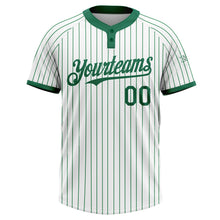 Load image into Gallery viewer, Custom White Kelly Green Pinstripe Kelly Green Two-Button Unisex Softball Jersey
