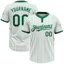 Load image into Gallery viewer, Custom White Kelly Green Pinstripe Kelly Green Two-Button Unisex Softball Jersey
