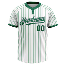 Load image into Gallery viewer, Custom White Kelly Green Pinstripe Gray Two-Button Unisex Softball Jersey
