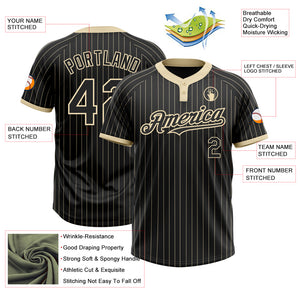 Custom Black Cream Pinstripe Cream Two-Button Unisex Softball Jersey