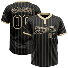 Load image into Gallery viewer, Custom Black Cream Pinstripe Cream Two-Button Unisex Softball Jersey
