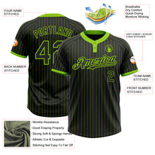 Load image into Gallery viewer, Custom Black Neon Green Pinstripe Neon Green Two-Button Unisex Softball Jersey
