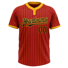 Load image into Gallery viewer, Custom Red Gold Pinstripe Black Two-Button Unisex Softball Jersey
