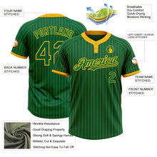Load image into Gallery viewer, Custom Kelly Green Gold Pinstripe Gold Two-Button Unisex Softball Jersey
