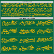 Load image into Gallery viewer, Custom Kelly Green Gold Pinstripe Gold Two-Button Unisex Softball Jersey
