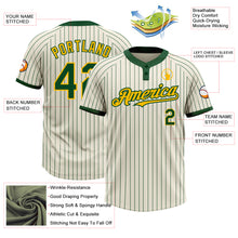 Load image into Gallery viewer, Custom Cream Green Pinstripe Gold Two-Button Unisex Softball Jersey
