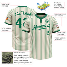 Load image into Gallery viewer, Custom Cream Kelly Green Pinstripe Kelly Green Two-Button Unisex Softball Jersey
