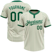 Load image into Gallery viewer, Custom Cream Kelly Green Pinstripe Kelly Green Two-Button Unisex Softball Jersey
