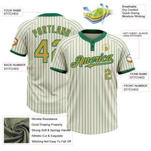 Load image into Gallery viewer, Custom Cream Kelly Green Pinstripe Old Gold Two-Button Unisex Softball Jersey
