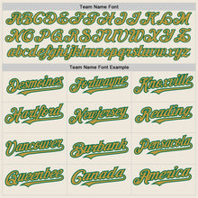 Load image into Gallery viewer, Custom Cream Kelly Green Pinstripe Old Gold Two-Button Unisex Softball Jersey
