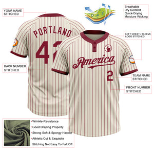 Custom Cream Crimson Pinstripe Crimson Two-Button Unisex Softball Jersey