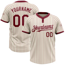 Load image into Gallery viewer, Custom Cream Crimson Pinstripe Crimson Two-Button Unisex Softball Jersey
