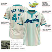 Load image into Gallery viewer, Custom Cream Teal Pinstripe Navy Two-Button Unisex Softball Jersey
