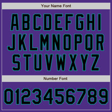 Load image into Gallery viewer, Custom Purple Black Pinstripe Teal Two-Button Unisex Softball Jersey
