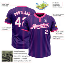 Load image into Gallery viewer, Custom Purple Pink Pinstripe White Two-Button Unisex Softball Jersey

