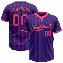 Load image into Gallery viewer, Custom Purple Pink Pinstripe Black Two-Button Unisex Softball Jersey
