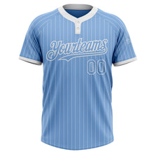 Load image into Gallery viewer, Custom Light Blue White Pinstripe White Two-Button Unisex Softball Jersey
