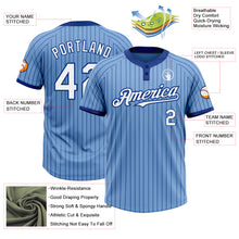 Load image into Gallery viewer, Custom Light Blue Royal Pinstripe White Two-Button Unisex Softball Jersey
