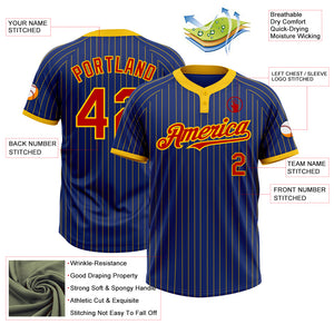 Custom Royal Yellow Pinstripe Red Two-Button Unisex Softball Jersey