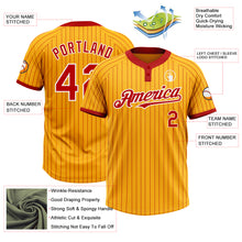 Load image into Gallery viewer, Custom Gold Red Pinstripe White Two-Button Unisex Softball Jersey

