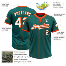 Load image into Gallery viewer, Custom Teal Orange Pinstripe White Two-Button Unisex Softball Jersey
